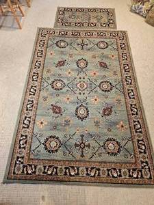 lot 110 image: Rugged Polyester Oushak Styled Area Rug