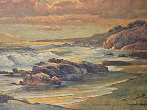 lot 123 image: Robert Woods - Sunset Shore Canvas Print