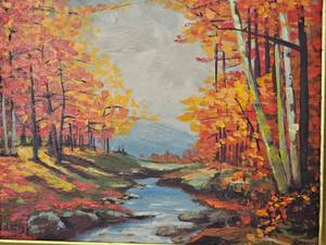 lot 124 image: W Hereller Original Oil Fall Birch Colors
