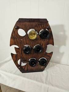 lot 222 image: Retro Barrel Themed Wine Rack