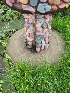 lot 90 image: Lovely Colored Stone Concrete Birdbath
