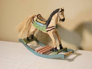 lot 176 image: Charming Vintage Carved Rocking Horse Figure