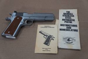 lot 1E image: Randall Service Model Stainless Steel .45 Auto Semi-Auto Pistol