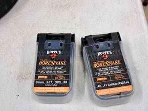 lot 54 image: Lot of (2) Hoppes 9 Gun Bore Cleaners - (1) 9mm.357.380.38 cal Pistol, (1) .40.41 cal Pistol