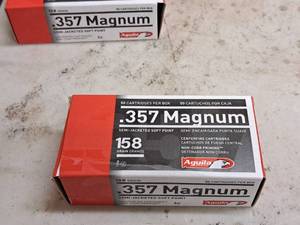 lot 119 image: Lot of (1 Box) Aguila .357 Magnum 158gr Semi-Jacketed Soft Point Centerfire Cartridges 50-count ( 50 total items )