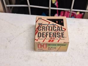 lot 124 image: Lot of (1 Box) Hornady Critical Defense 32 AUTO 60gr FTX Brass Case Cartridges 25-count ( 25 total items )
