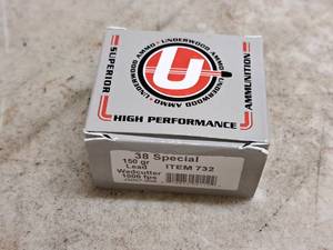 lot 128 image: Lot of (1 Box) Underwood 38 Special 150gr Lead Wadcutter 20-count ( 20 total items )