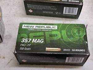 lot 131 image: Lot of (1 Box) New Republic 357 Mag 158gr FMJ - FP Rounds 50-count ( 50 total items )