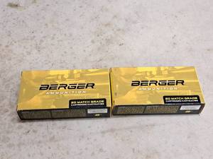 lot 158 image: Lot of (2 Boxes) Berger Match Grade 6.5 Creedmoor 153.5gr Cartridges 20-count ( 40 total items )