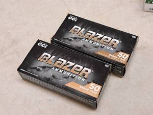 lot 197 image: Lot of (2 Boxes) CCI Blazer 40 S&W 180gr Brass Case FMJ Centerfire Cartridges 50-count ( 100 total items )