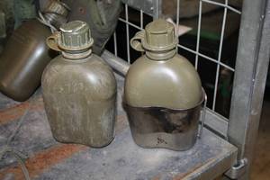 lot 376 image: Lot of (2) Military Canteens with One Accessory