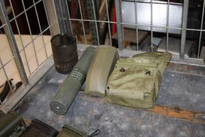lot 381 image: Lot of (4) Assorted Military Containers with Case, First Aid Contents