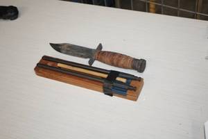 lot 387 image: Knife with Sharpening Rods and Case