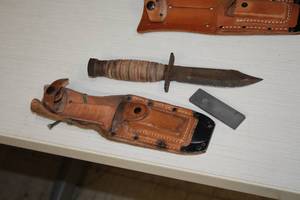 lot 388 image: Survival Knife with Sheath and Sharpening Stone