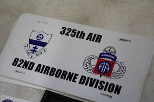 lot 477 image: (4) Plastic 82nd Airborne Division Plates, Pamphlet and Folder