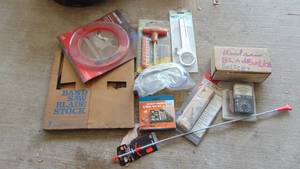 lot 44 image: Misc Box, Battery Tester, Tubing Bender and Band Saw Stock with Splicer