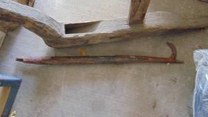 lot 98 image: Old Wooden Single Row Plow and Pike Pole End