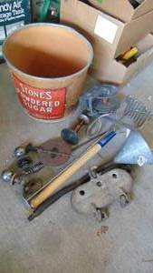 lot 101 image: Bucket with Misc Metal Things