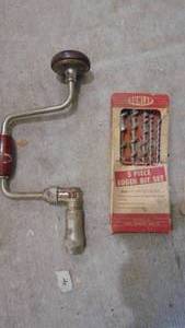 lot 176 image: Old Hand Drill with Bits