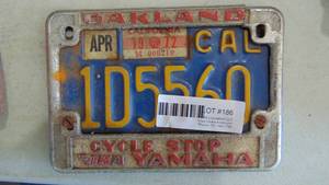 lot 186 image: 1972 Cal Motorcycle Plate ASIS, BSA