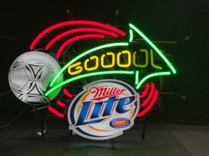 lot 21 image: Miller Lite Futbol, Soccer animated Goal Go-oo-ol neon