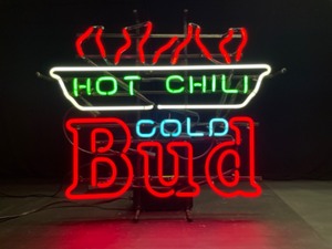lot 23 image: Hot Chili, Cold Bud, Budweiser neon