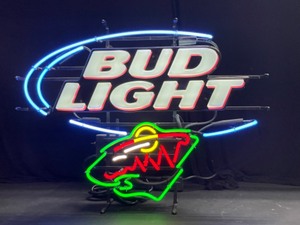 lot 27 image: Bud Light, MN Wild hockey, Beast head neon