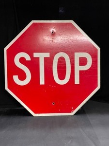 lot 62 image: Stop sign, aluminum, field tested - works