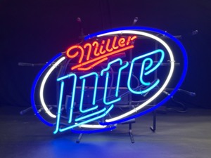 lot 107 image: Miller Lite blue and white hoops, neon