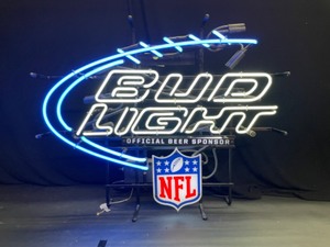 lot 112 image: Bud Light NFL neon, with football shaped border