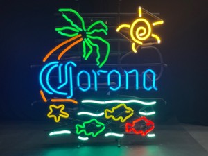 lot 15 image: Corona Palm Tree neon with waves and fish