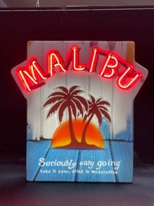 lot 38 image: Malibu Rum, neon on vaccuum formed plastic face