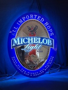 lot 46 image: Michelob Light Beer, blue oval plexi sign with neon