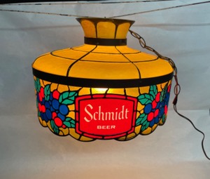 lot 94 image: Schmidt Beer stained glass hanging lamp