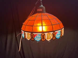 lot 135 image: Old Style faux stained glass hanging lamp