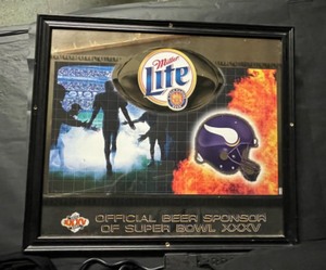 lot 139 image: Miller Lite Official Beer Sponser of Super Bowl XXXV, MN Vikings, mirror