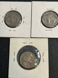 3 US BUFFALO NICKELS 1926 1929 1938-D