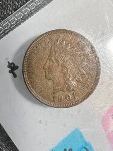 1901 US INDIAN HEAD CENT AU58