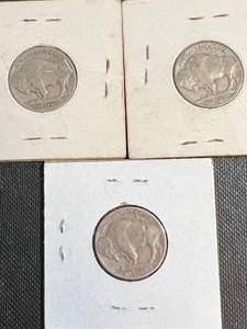 3 US BUFFALO NICKELS 1928 1934 1936