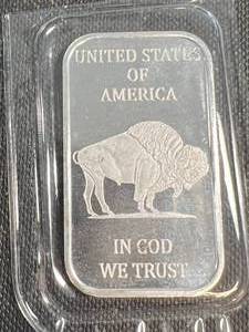 1 TROY OZ .999 FINE SILVER BUFFALO INDIAN BAR SEALED