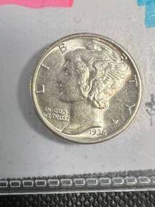 1936 US MERCURY DIME GEM BU