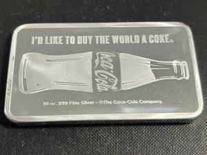 10 TROY OZ .999 FINE SILVER COCA COLA BAR