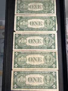 5 US $1 BLUE SEAL SILVER CERTIFICATES