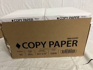 lot 20 image: 5000 Sheets of White Copy Paper 8.5 x 11