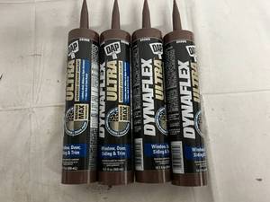 lot 42 image: 4 Bottles of Brown Dynaflex Ultra Window, Door, Siding and Trim