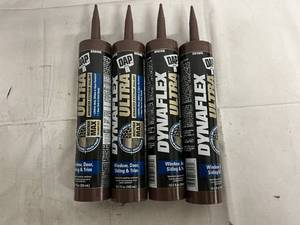 lot 43 image: 4 Bottles of Brown Dynaflex Ultra Window, Door, Siding and Trim