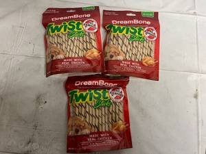 lot 48 image: 3 x 50 Pack of DreamBone Twist Stick Dog Treats Best By 01092025