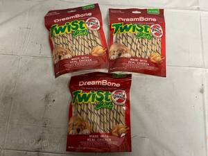 lot 49 image: 3 x 50 Pack of DreamBone Twist Stick Dog Treats Best By 01092025