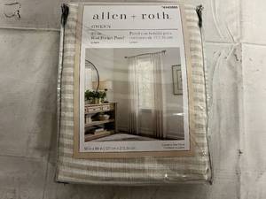 lot 85 image: Allen and Roth 84in Light Filtering Curtain - Linen Gwenn