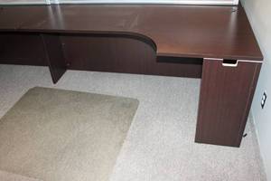 lot 35 image: Espresso Desk with Laminate Finish with Cubicle Privacy Screen